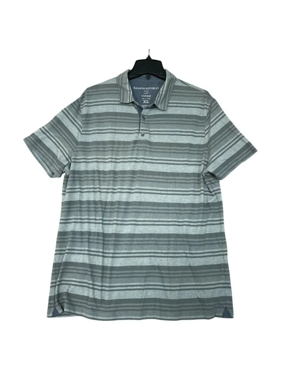 Banana Republic Men's XL Striped Polo Shirt Gray Cotton Blend P0893